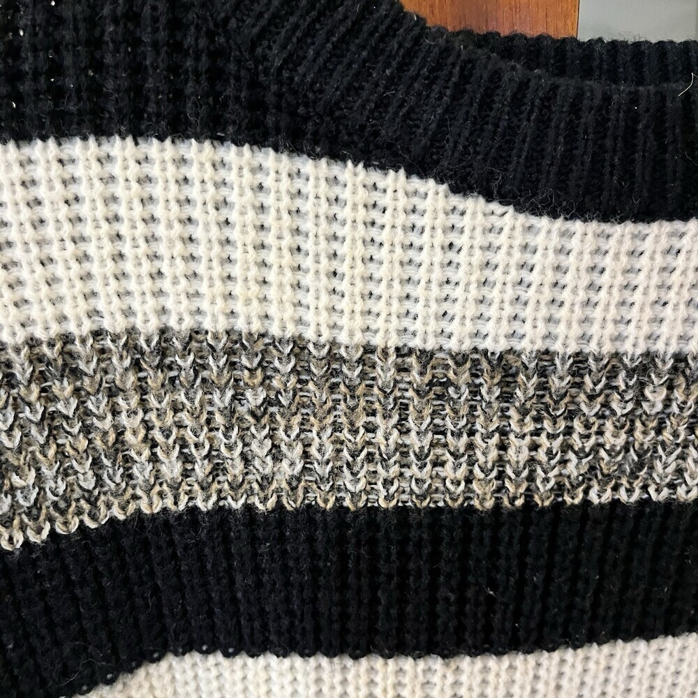 St. John’s Bay Women’s L Tall Striped Knit Sweater Black White Gray Crewneck - Picture 13 of 13